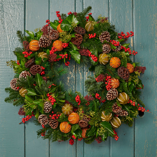 Festive Blue Pine Christmas Wreath